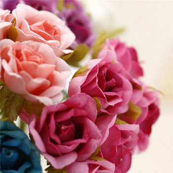 6 τμχ/ παρτίδα 2 εκ. Μεταξωτό Τεχνητό Τριαντάφυλλο Ανθοδέσμη για Στολισμό Γάμου Scrapbooking Διακοσμητικό στεφάνι DIY Craft Flower