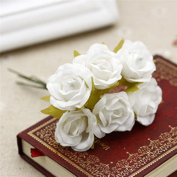 6 τμχ/ παρτίδα 2 εκ. Μεταξωτό Τεχνητό Τριαντάφυλλο Ανθοδέσμη για Στολισμό Γάμου Scrapbooking Διακοσμητικό στεφάνι DIY Craft Flower