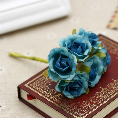 6gab./partija 2cm zīda mākslīgo rožu ziedu pušķis kāzu dekorēšanai.