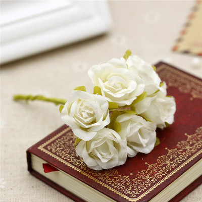 6gab./partija 2cm zīda mākslīgo rožu ziedu pušķis kāzu dekorēšanai.
