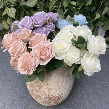 1PCS/42CM Голяма роза Многоцветно копринено изкуствено цвете 9 глави с диаметър 8CM Букет цветя Булчински домашен реквизит за сватбена украса