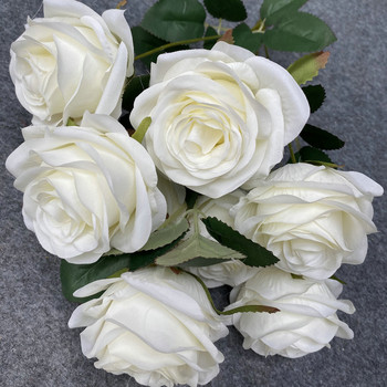 1 ΤΕΜ/42 εκ. Μεγάλο τριαντάφυλλο πολύχρωμο μεταξωτό τεχνητό λουλούδι με διάμετρο 9 κεφαλών 8 εκ. λουλούδι Μπουκέτο Νυφικό Σπίτι Διακόσμησης Γάμου
