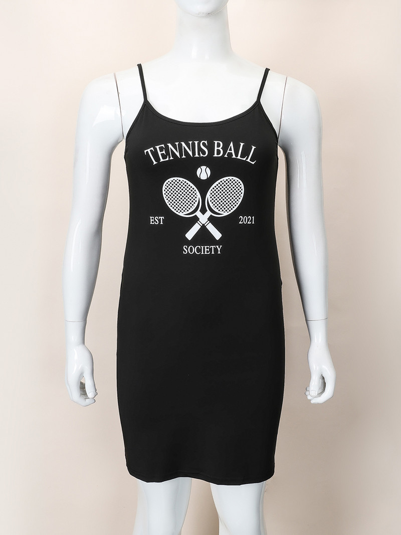 Finjani sievietes Cami kleita Sexy Alphabet Contrast Bodycon kleitas Liela izmēra eleganta un eleganta kleita