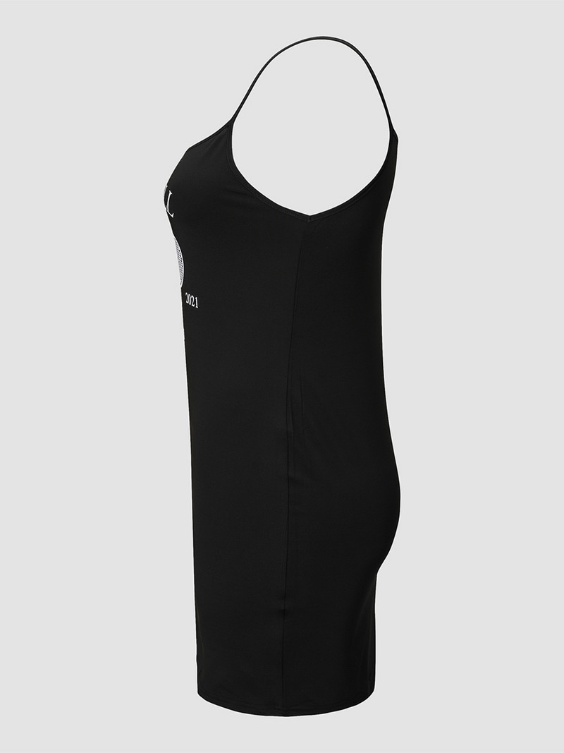 Finjani sievietes Cami kleita Sexy Alphabet Contrast Bodycon kleitas Liela izmēra eleganta un eleganta kleita