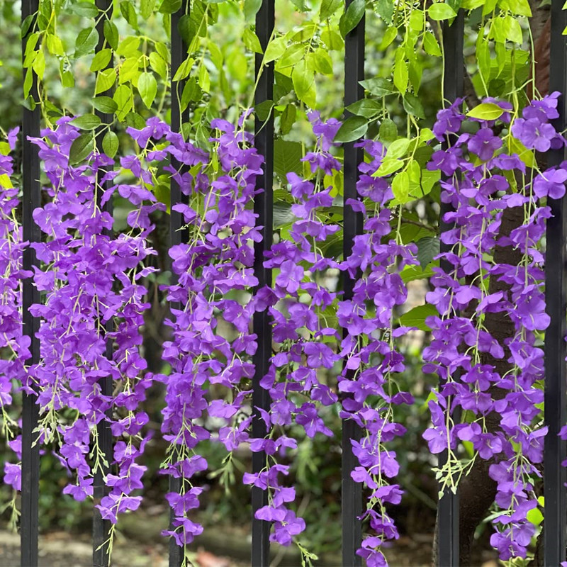 Wisteria kunstlilleviinapuud pulmade kodukaunistamise tarbed siidist luuderotangist seina aiakaunistuseks võltslilled
