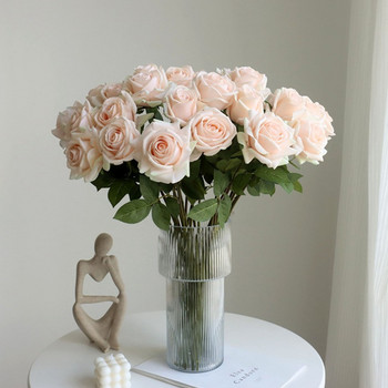 Luxury Real touch Rose Branch Τεχνητά λουλούδια για σαλόνι Διακόσμηση flores artificiales διακόσμηση σπιτιού τριαντάφυλλο artificielle