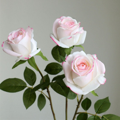 Луксозно истинско докосване Rose Branch Изкуствени цветя за хол Декорация flores artificiales home decor rose artificielle