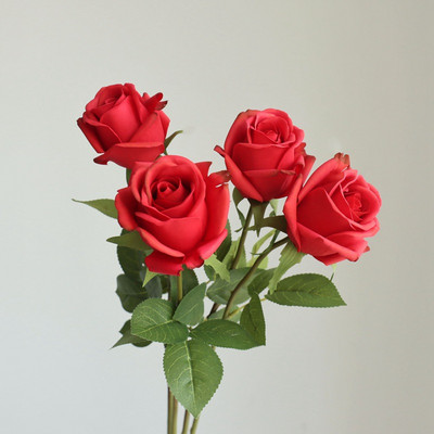 Luksusa Real touch Rose Branch Mākslīgie ziedi viesistabai Dekoratīvie flores Mākslīgie Mājas Dekorācijas Rožu Artificielle