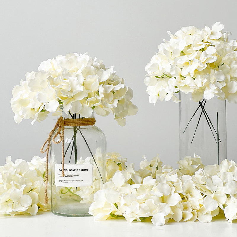5GB Hortenzijas mākslīgie ziedi. Zīda pušķis galdam ar ziediem kāzu mājas dekorēšanai Viltus ziedu DIY vainagu aksesuāri