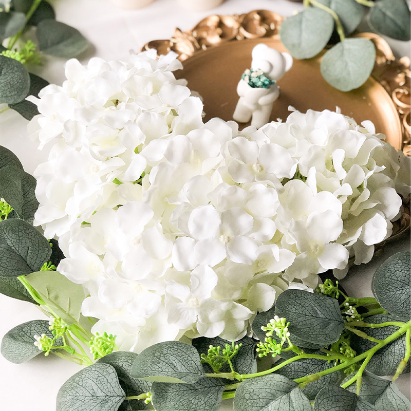 5GB Hortenzijas mākslīgie ziedi. Zīda pušķis galdam ar ziediem kāzu mājas dekorēšanai Viltus ziedu DIY vainagu aksesuāri