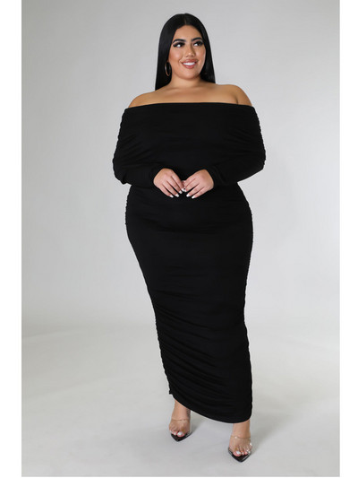 Liela izmēra kleitas sievietēm ar garām piedurknēm Sexy Eleganta Drapēta Mode Maxi Kleita Rudens Visa 3xl 4xl 5xl 6xl