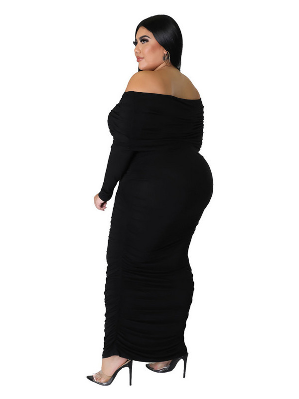 Liela izmēra kleitas sievietēm ar garām piedurknēm Sexy Eleganta Drapēta Mode Maxi Kleita Rudens Visa 3xl 4xl 5xl 6xl
