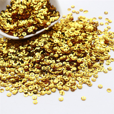 10 g apaļas kausu sequins PVC apaļas, ieliektas krāsas lielapjoma vizuļi 4 mm 5 mm plats, piemērots kāzu amatniecības šūšanai, sieviešu aksesuāri