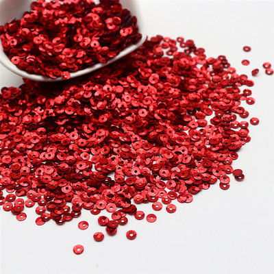 10 g apaļas kausu sequins PVC apaļas, ieliektas krāsas lielapjoma vizuļi 4 mm 5 mm plats, piemērots kāzu amatniecības šūšanai, sieviešu aksesuāri