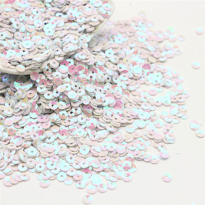 10 g apaļas kausu sequins PVC apaļas, ieliektas krāsas lielapjoma vizuļi 4 mm 5 mm plats, piemērots kāzu amatniecības šūšanai, sieviešu aksesuāri