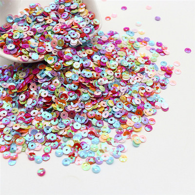 10 g apaļas kausu sequins PVC apaļas, ieliektas krāsas lielapjoma vizuļi 4 mm 5 mm plats, piemērots kāzu amatniecības šūšanai, sieviešu aksesuāri