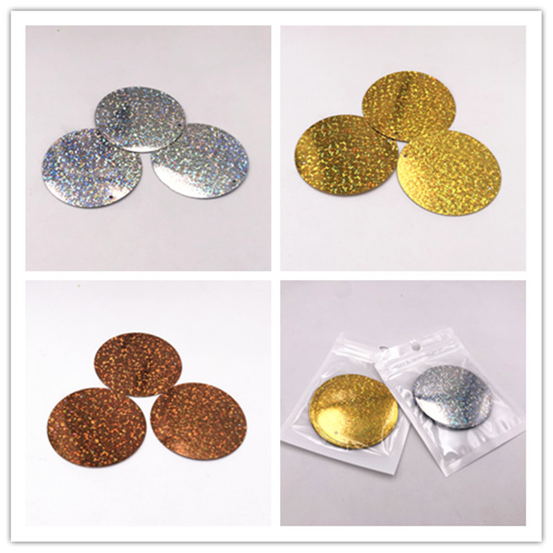 10 gab./iepakojumā 55 mm lieli plakani apaļi lāzera fliteri urbšanas pailletes DIY amatniecības kāzu šūšana ar rokām darināti Lentejuelas aksesuāri