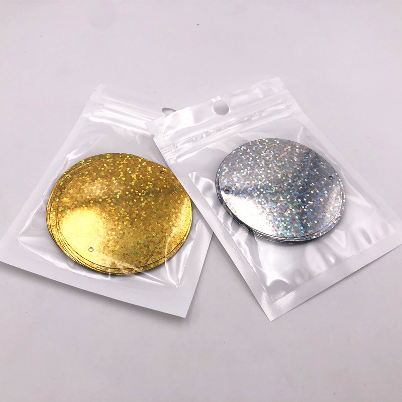 10 gab./iepakojumā 55 mm lieli plakani apaļi lāzera fliteri urbšanas pailletes DIY amatniecības kāzu šūšana ar rokām darināti Lentejuelas aksesuāri
