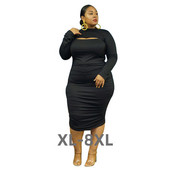Liela izmēra kleita sievietēm ar rievojumu Bodycon Stretch Sexy Garām piedurknēm Dobs Maxi Kleita Modes Rudens Apģērbi Who 3xl 4xl 5xl 6xl
