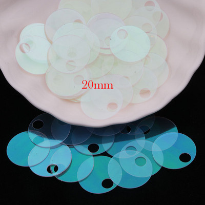 Sequin 10mm 20mm 30mm Plakani apaļi vizuļi amatniecībai Lielāki apaļi vizuļi Paillette Lentejuelas ar lielu caurumu DIY šūšanas piederums