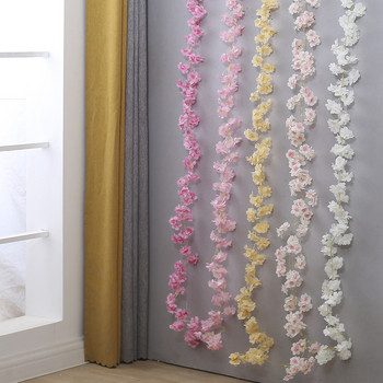 Τεχνητό στεφάνι γιρλάντα από άνθη κερασιάς 180 εκ. Silk Sakura Flowers Vine Hanging for Wedding Arch Party Διακόσμηση τοίχου σπιτιού DIY