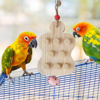 Какаду Играчки Дървена дъска за птици Клетка Аксесоари Играчки за дъвчене на птици със звънче за влюбени Птици Папагали Корели Паракети Conures