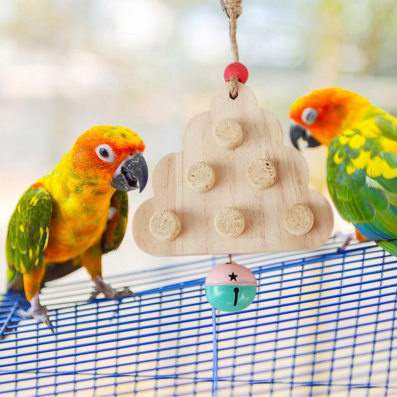 Kakadu Rotaļlietas Putnu Koka Dēļa Būris Piederumi Putnu Košļājamās Rotaļlietas Ar Zvanu Mīlestības Putniem Papagaiļi Kakati Papagailes Konures