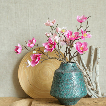 Προσομοίωση κλαδιού Magnolia Latex Τεχνητά Λουλούδια Σπίτι Διακόσμηση Γάμου Σαλόνι Διακόσμηση ψεύτικα λουλούδια Τεχνητά листья розы