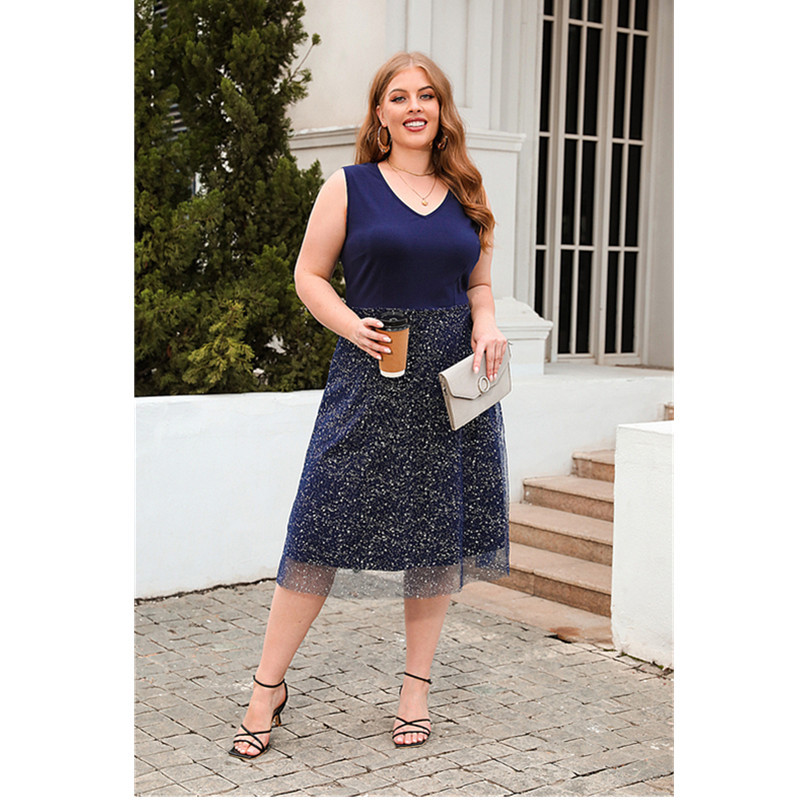 4XL Liela izmēra sieviešu kleita Augstas kvalitātes ballīšu kleita Seksīga V veida kakla izgriezuma piedurkņu pludmales kleita brīvdienām 2023. gada jaunai dāmu gadījuma Midi Vestidos