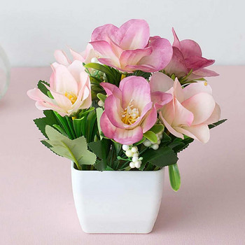 Орнамент за маса за градинско парти Пластмасови изкуствени розови цветя Бонсай в саксия