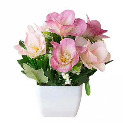 Dārza ballīšu galda ornaments, plastmasas mākslīgais rožu puķu augs podos pundurkociņš