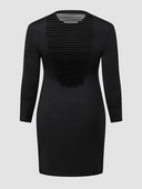 Finjani lielizmēra sieviešu izgrieztas svītrainas melnas kleitas ar garām piedurknēm elegantas Bodycon Midi kleitas