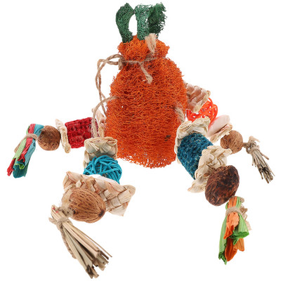 Košļājamā rotaļlieta putnu būrī, košļājamā rotaļlieta lufa, sūklis, kulons, papagaiļa zobu griešana