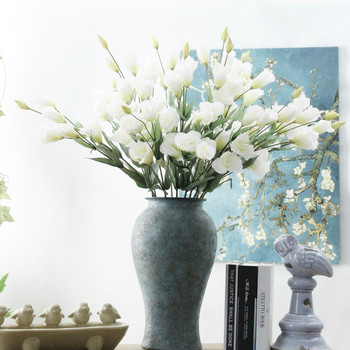 7 глави Eustoma Lisianthus Копринени изкуствени цветя за декорация на дома Сватбени фалшиви цветни централни елементи за маси Безплатна доставка
