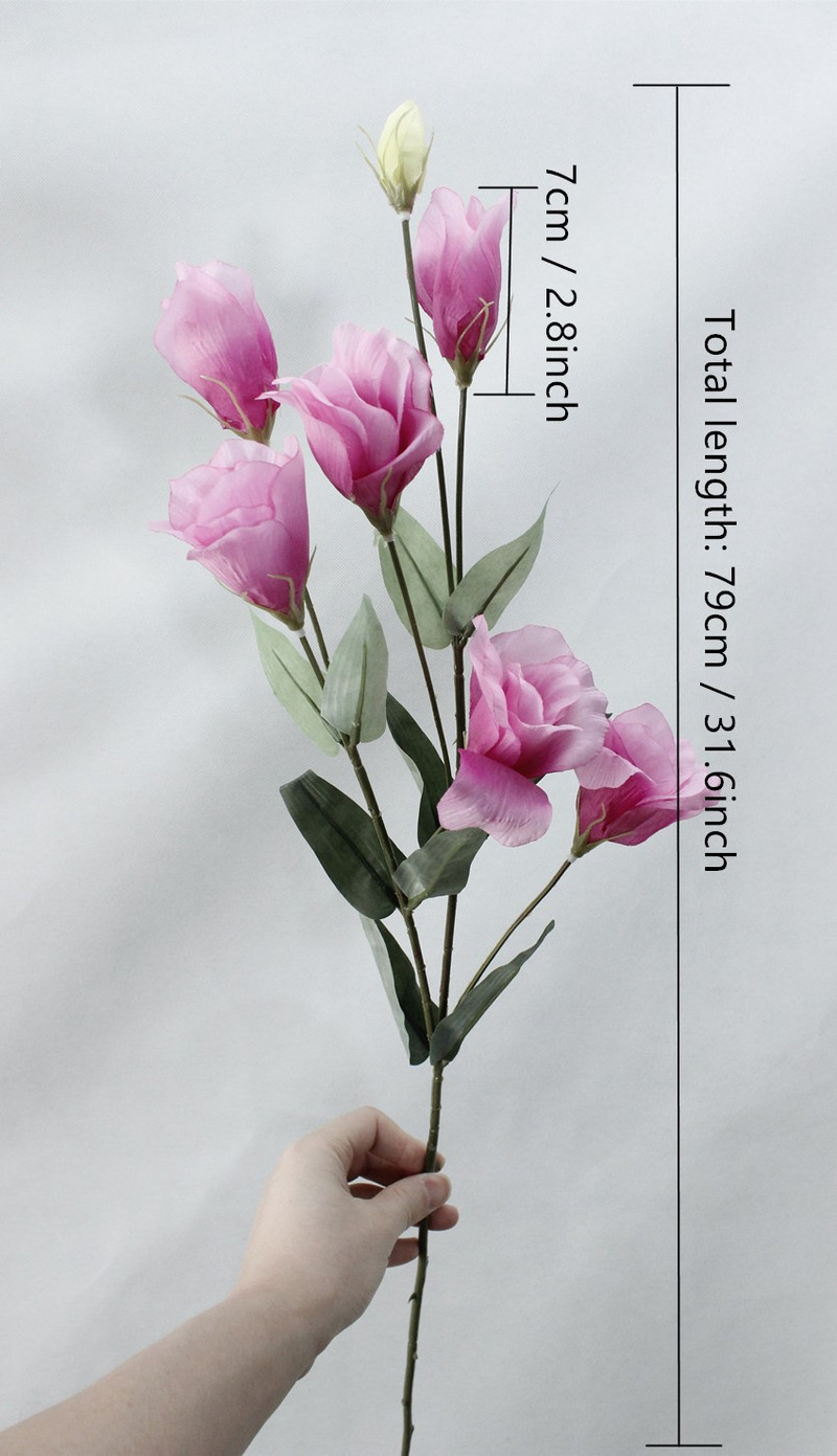 7 galviņas Eustoma Lisianthus zīda mākslīgie ziedi dekorēšanai mājas kāzām Viltus ziedu vidusdaļas galdiem Bezmaksas piegāde