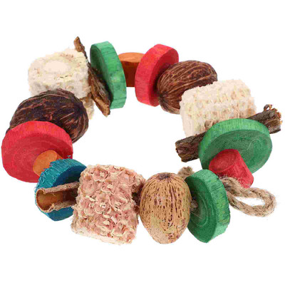 Rotaļlieta būrī papagailis Koka papagaiļu rotaļlietas mājdzīvnieku rotaļlieta Nodilumizturīgs putnu pakarināmais košļājamais