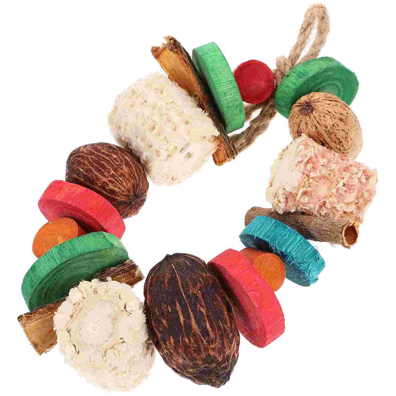 Rotaļlieta būrī papagailis Koka papagaiļu rotaļlietas mājdzīvnieku rotaļlieta Nodilumizturīgs putnu pakarināmais košļājamais