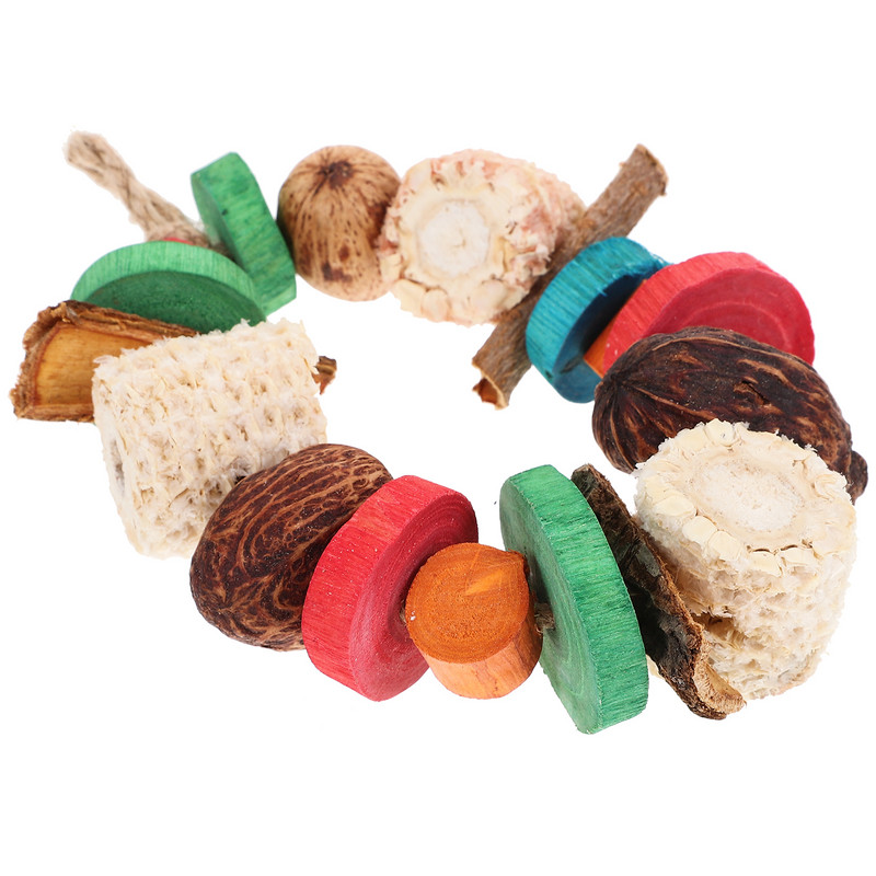 Rotaļlieta būrī papagailis Koka papagaiļu rotaļlietas mājdzīvnieku rotaļlieta Nodilumizturīgs putnu pakarināmais košļājamais