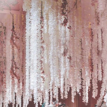 1M/2M Τεχνητά Λευκά Λουλούδια Ορχιδέας Rattan String Vine Green Leave for Home Wedding Garden Decoration Κρεμαστός τοίχος γιρλάντας