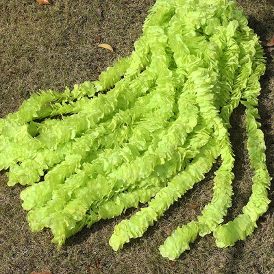 1 M/2 M mākslīgi balti orhideju ziedi, rotangpalmas stīgu vīnogulāju zaļās lapas mājas kāzu dārza dekorēšanai, piekarināma vītnes siena