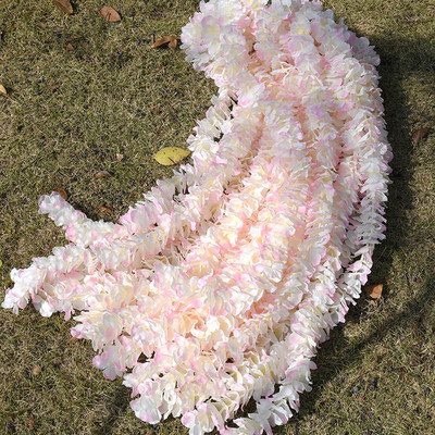 1 M/2 M mākslīgi balti orhideju ziedi, rotangpalmas stīgu vīnogulāju zaļās lapas mājas kāzu dārza dekorēšanai, piekarināma vītnes siena