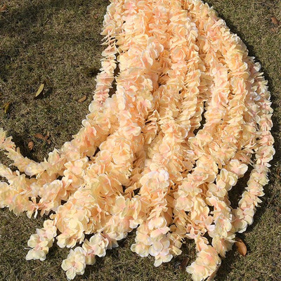 1 M/2 M mākslīgi balti orhideju ziedi, rotangpalmas stīgu vīnogulāju zaļās lapas mājas kāzu dārza dekorēšanai, piekarināma vītnes siena