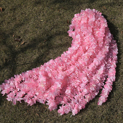 1 M/2 M mākslīgi balti orhideju ziedi, rotangpalmas stīgu vīnogulāju zaļās lapas mājas kāzu dārza dekorēšanai, piekarināma vītnes siena