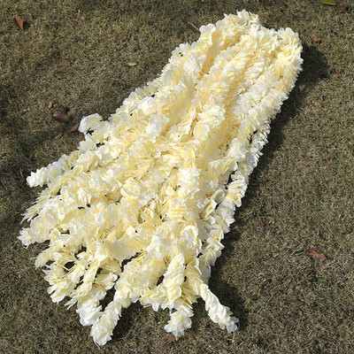 1 M/2 M mākslīgi balti orhideju ziedi, rotangpalmas stīgu vīnogulāju zaļās lapas mājas kāzu dārza dekorēšanai, piekarināma vītnes siena