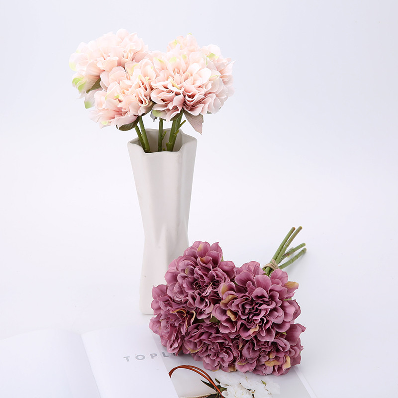 1/5 gab. Mākslīgās hortenzijas pušķis, zīda viltoti ziedi mājas dekorēšanai. Dārza kāzu noformējums, līgavas, turot ziedus, aksesuāri