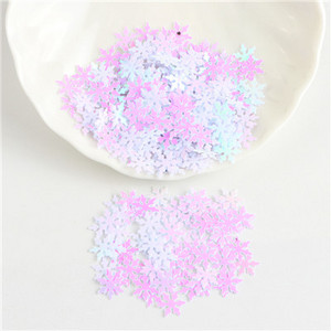 Lieli vizuļi, 10 mm Ziemassvētku sniegpārsliņu paletes balti sniega puķes plakani fliteri, vaļīgi PVC mirdzoši pailleti, amatniecības darbi 10g