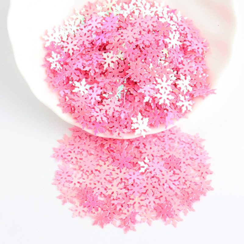 Lieli vizuļi, 10 mm Ziemassvētku sniegpārsliņu paletes balti sniega puķes plakani fliteri, vaļīgi PVC mirdzoši pailleti, amatniecības darbi 10g