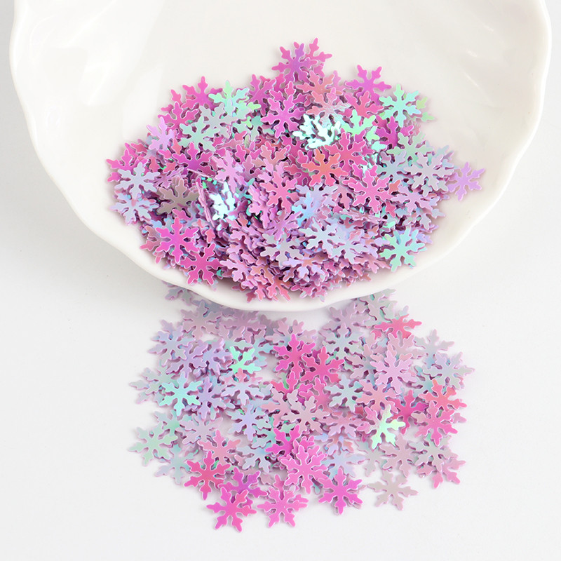 Lieli vizuļi, 10 mm Ziemassvētku sniegpārsliņu paletes balti sniega puķes plakani fliteri, vaļīgi PVC mirdzoši pailleti, amatniecības darbi 10g