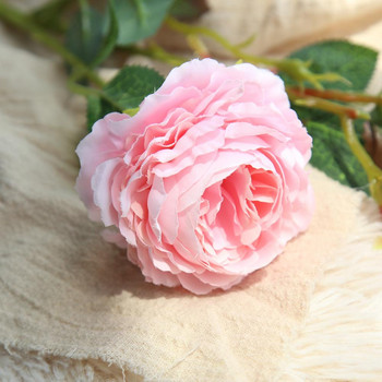 61 см дълго европейско изкуствено цвете 3 глави домашен копринен божур сватбено цвете чужда роза декоративно цвете парти декорация 1 бр.