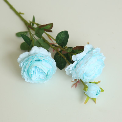 61cm garš Eiropas mākslīgais zieds 3 galvas mājas zīda peonija kāzu zieds ārzemju roze dekoratīvs ziedu puķu dekors 1 gab.